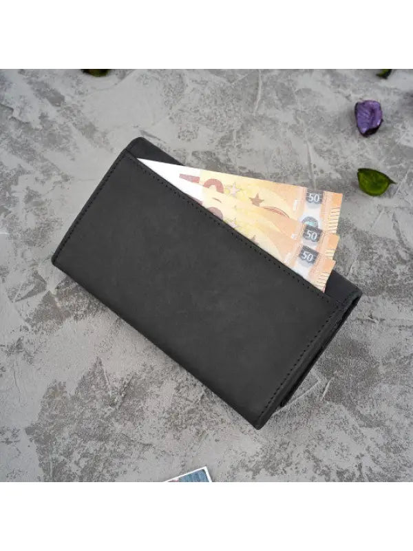 Women's Wallet Leather -Black-4