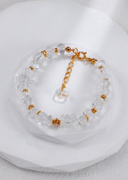 Gold Beads And White Crystal Bracelet-0
