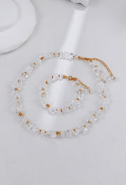 Gold Beads And White Crystal Bracelet-2