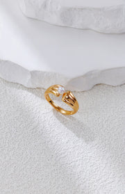 Minimalist Pearl Open Ring-2