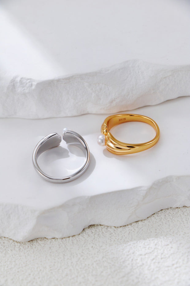 Minimalist Pearl Open Ring-1