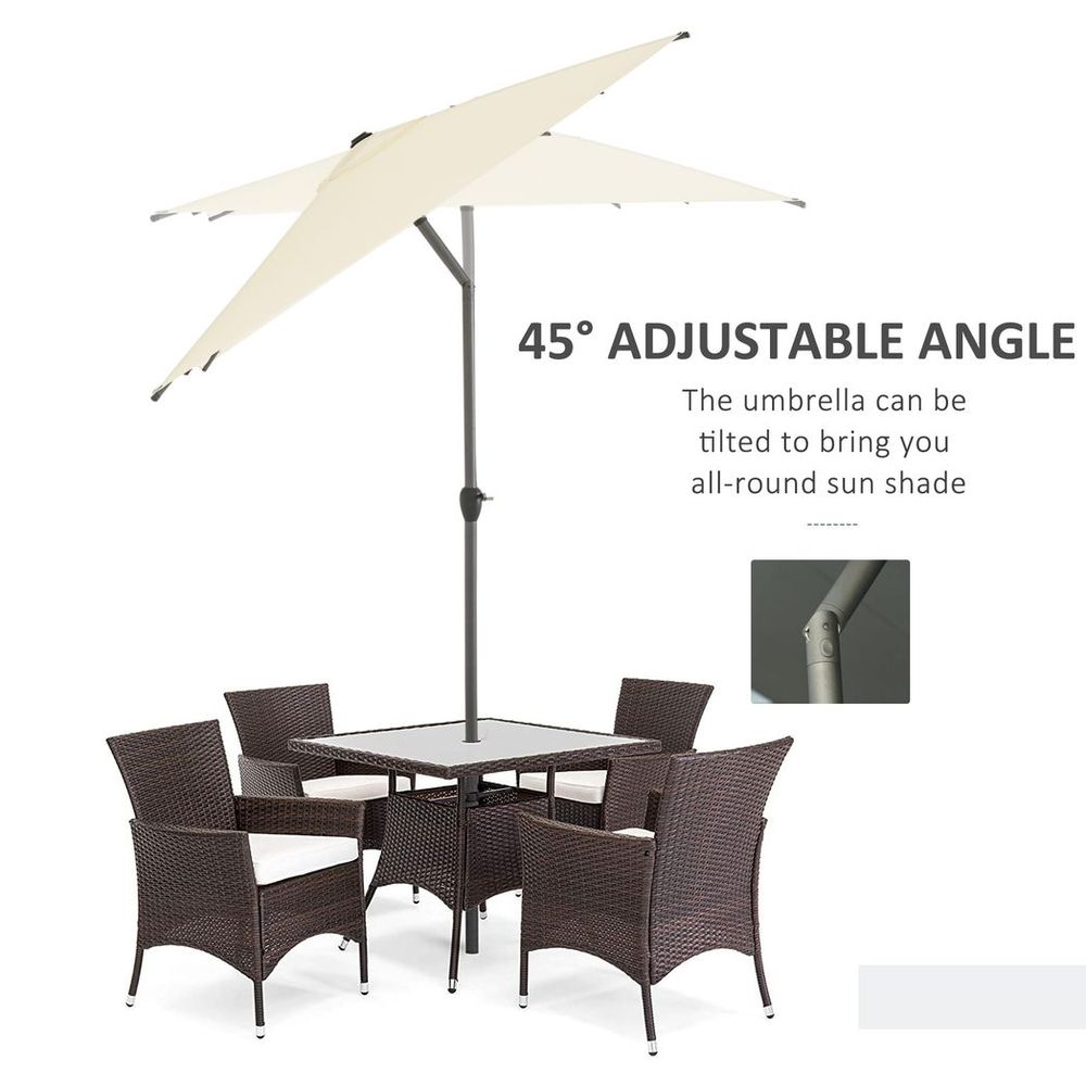 58m Aluminium Garden Parasol Sun Umbrella Angled Canopy Beige