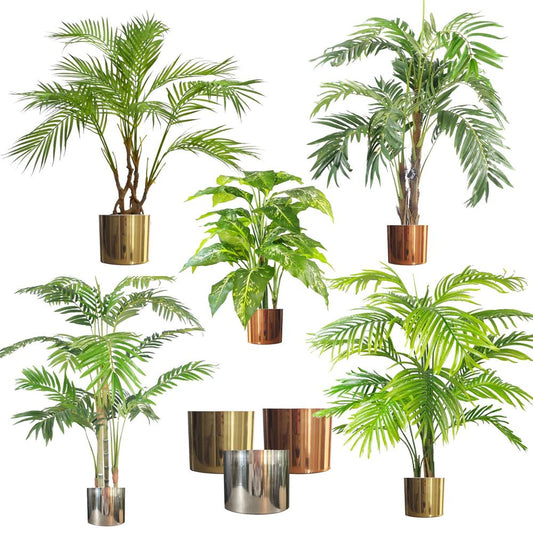 LARGE Artificial Palm Trees Metal Planters - Choice of Size and Colour