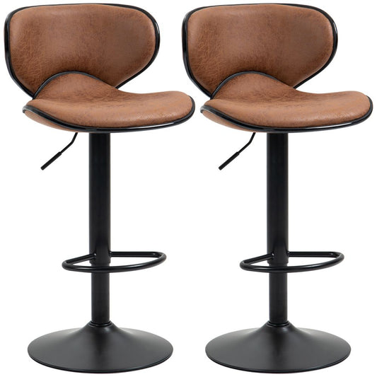 Vintage Bar Stool Set of 2 Microfiber Cloth Adjustable Height Armless Chairs - Memoriex