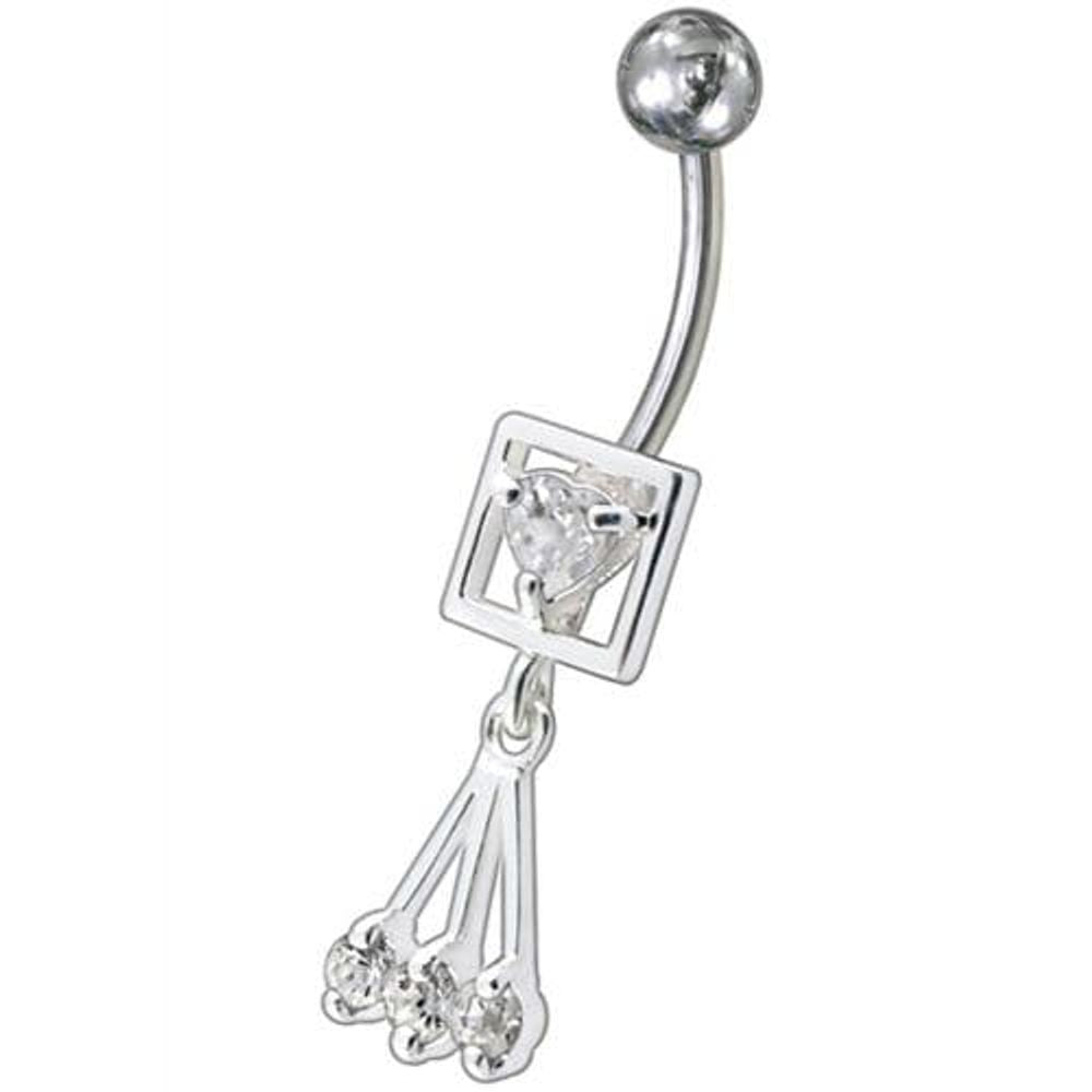 Box Jeweled Dangling Belly Ring