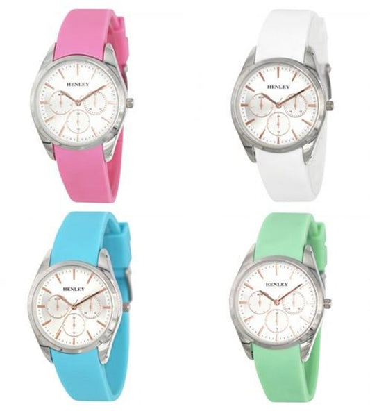 Henley Ladies Sports Silver Dial Rubber Strap Watch H06175 Available Multiple Colour - Memoriex