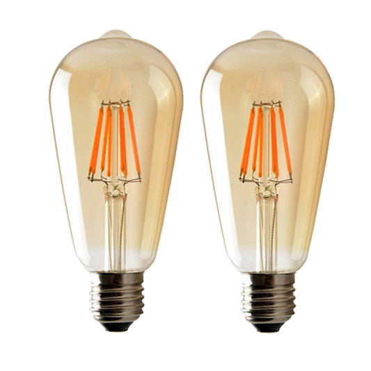 2Pack E27 LED Edison Dimmable Vintage Amber Glass Warm white 2700K Light Bulb