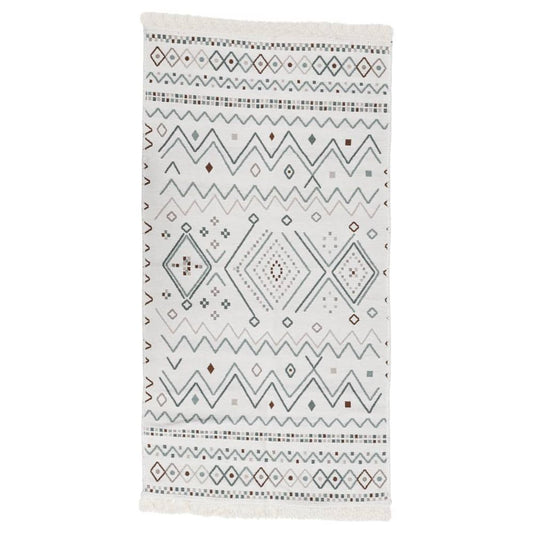 vidaXL Rug Beige and Blue 80x150 cm Cotton - Memoriex