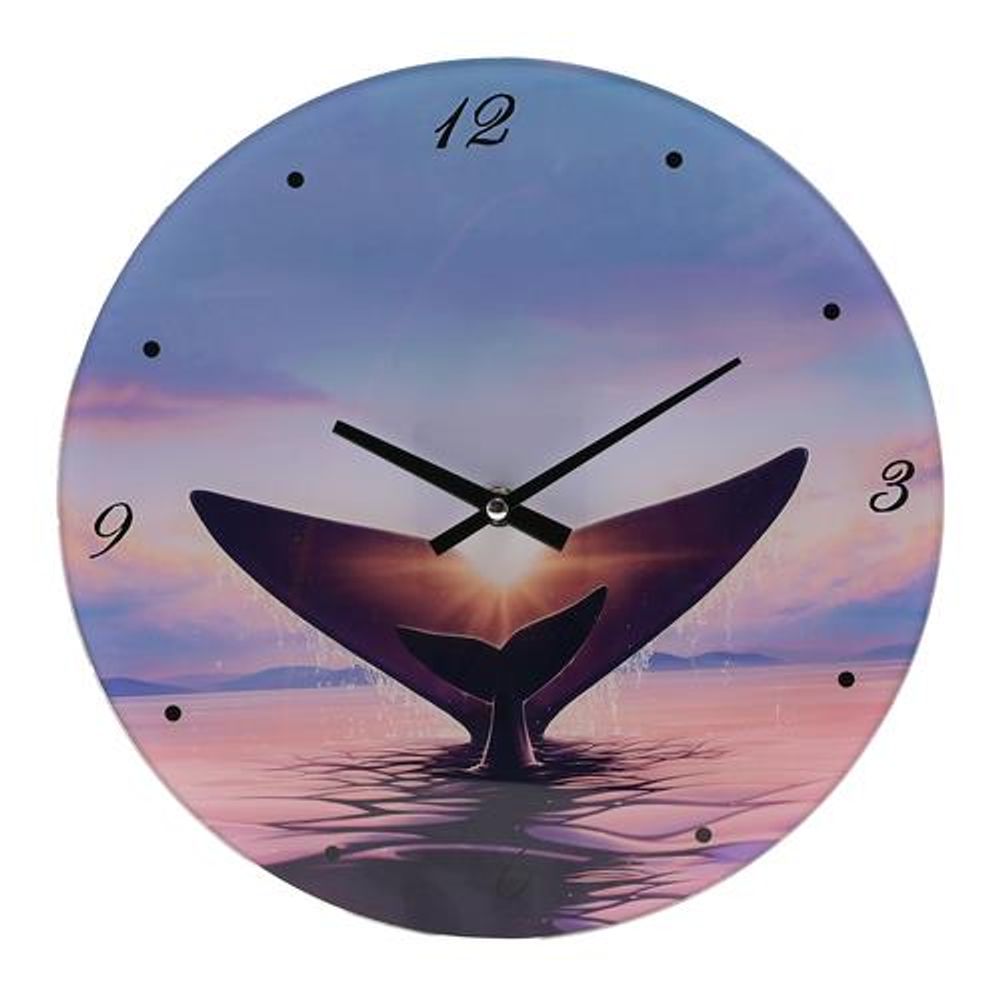 Widdop Glass 30cm Whale Design Wall Clock W9821