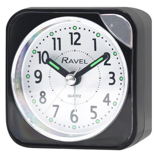 Ravel Small Square Quartz Travel Alarm Clock - Black RC001