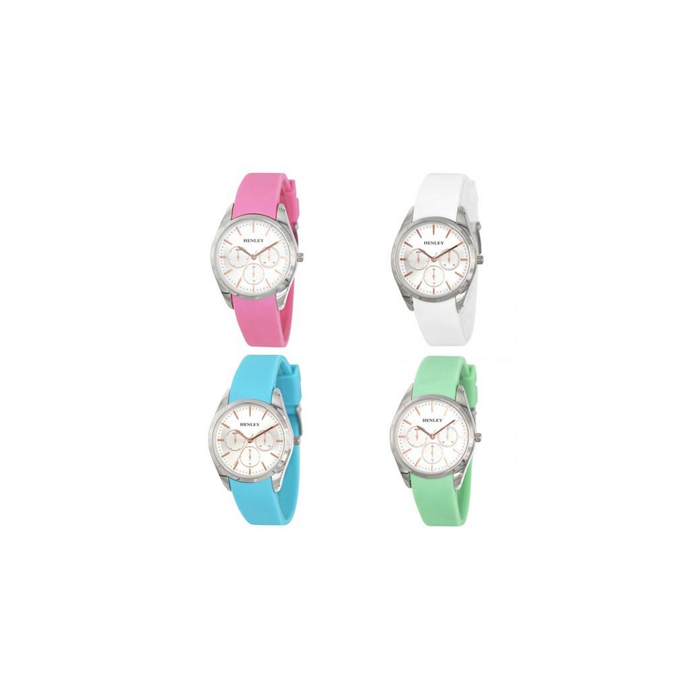 Henley Ladies Sports Silver Dial Rubber Strap Watch H06175 Available Multiple Colour - Memoriex