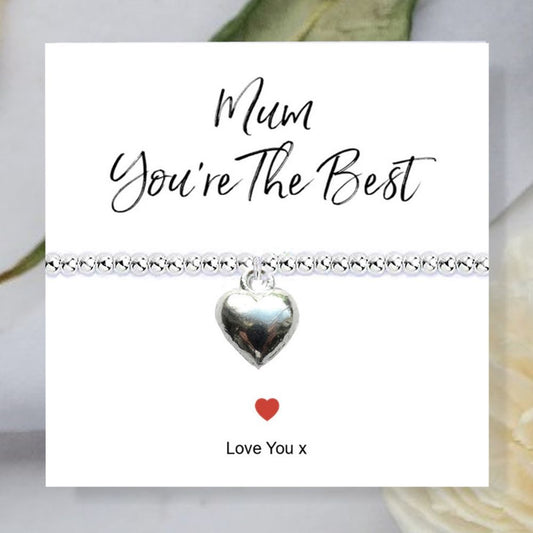 Mum You're The Best Stretch Beaded Bracelet & Card