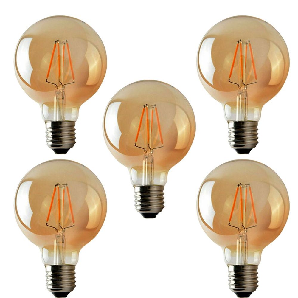 5Pack E27 LED Edison Dimmable Vintage Amber Glass Warm white 2700K Light Bulbs