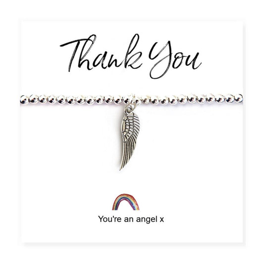 Angel Wing Bracelet on Rainbow Thank You Card