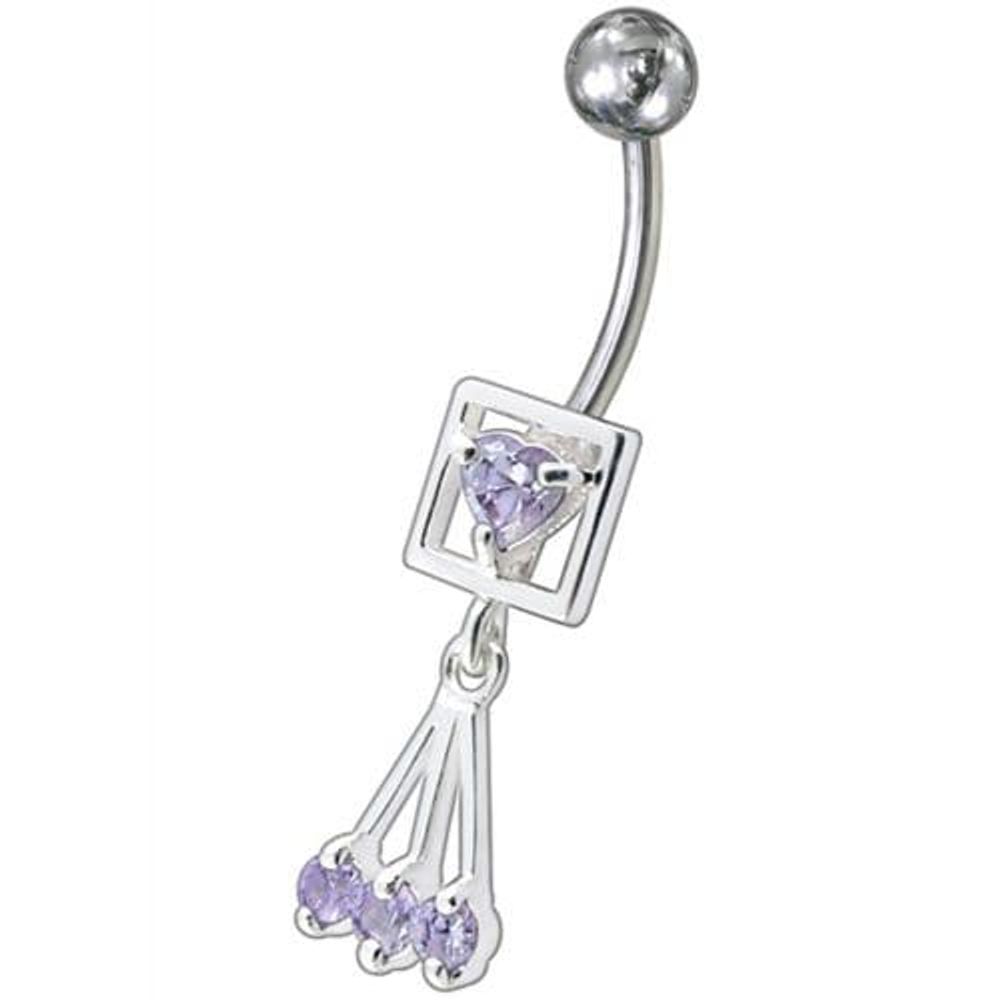 Box Jeweled Dangling Belly Ring