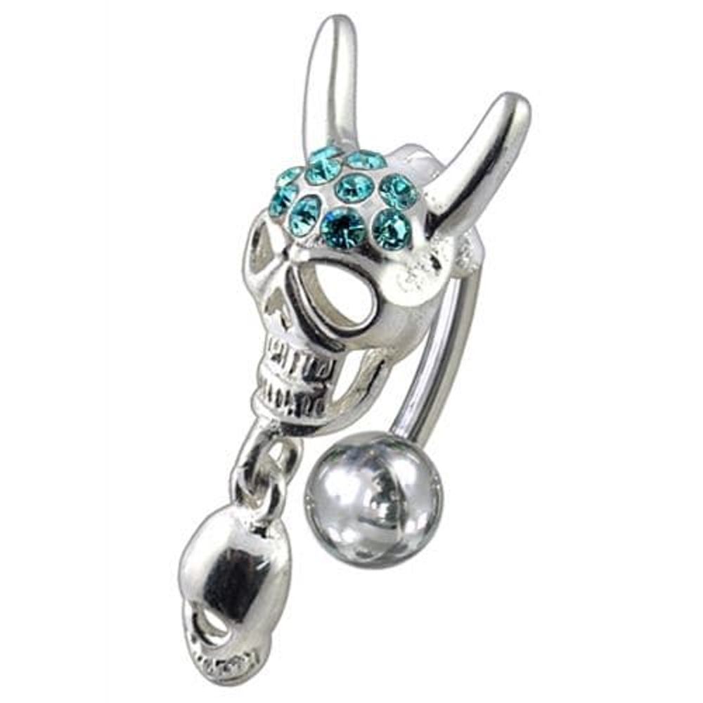 Jewelled Skull Dangling Reverse Belly Ring