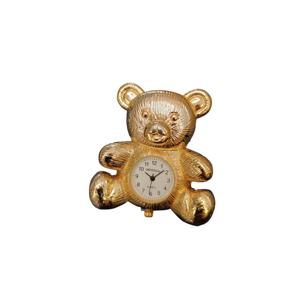 Miniature Clock Gold Plated Small Mama Bear & Baby Bear Solid Brass IMP89 - CLEARANCE