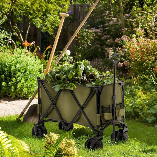 Folding Garden Trolley Collapsible Camping Trolley Steel Frame Oxford Fabric