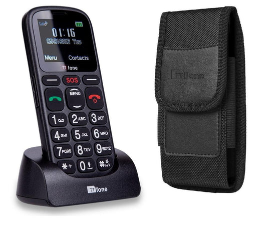 TT100 Comet Big Button Mobile Phone Eldery & SOS Button & CB4 Nylon Holster Case & Vodafone Sim Card