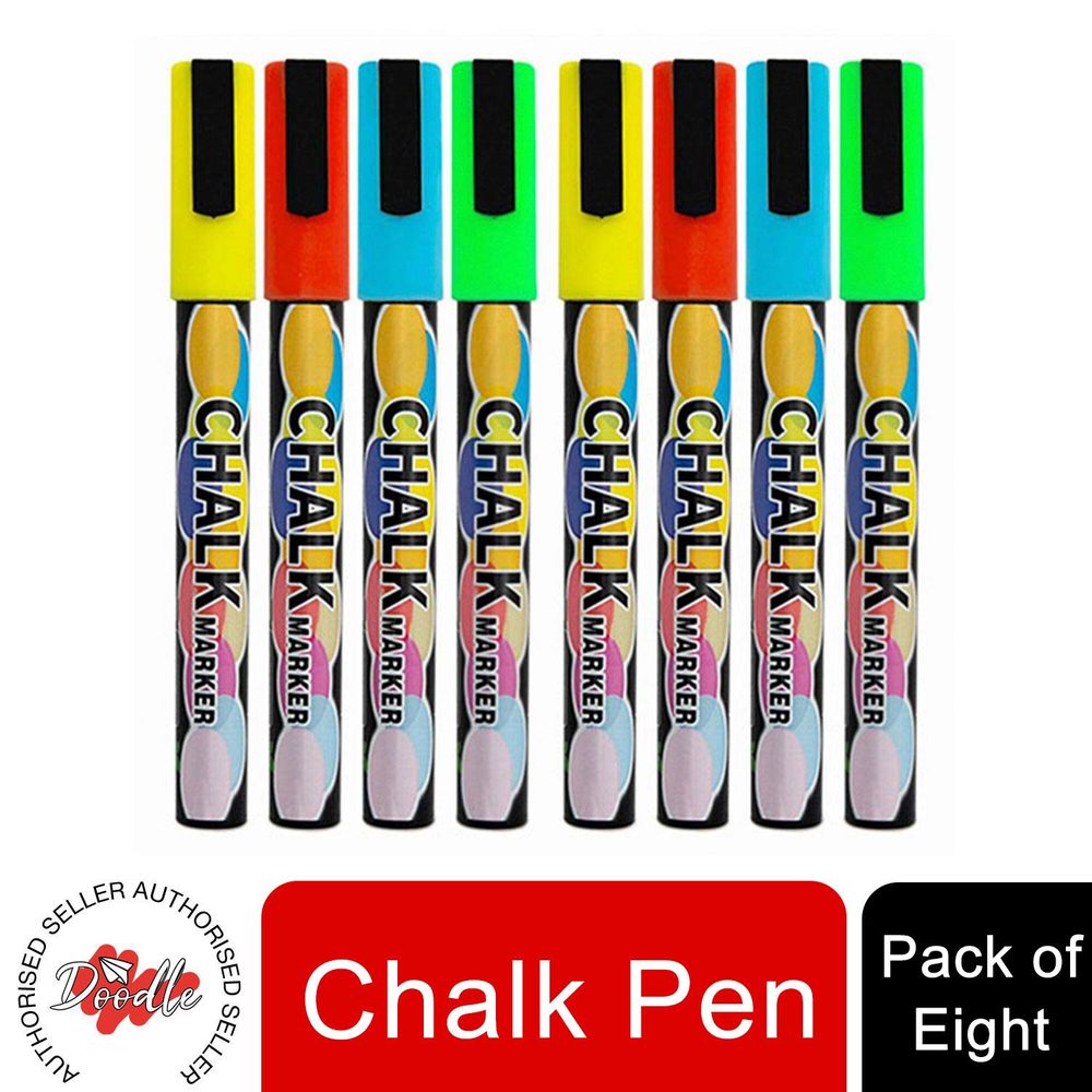 Doodle Vibrant Colours Liquid Chalk Pens for Writes On Whiteboards & Chalkboards