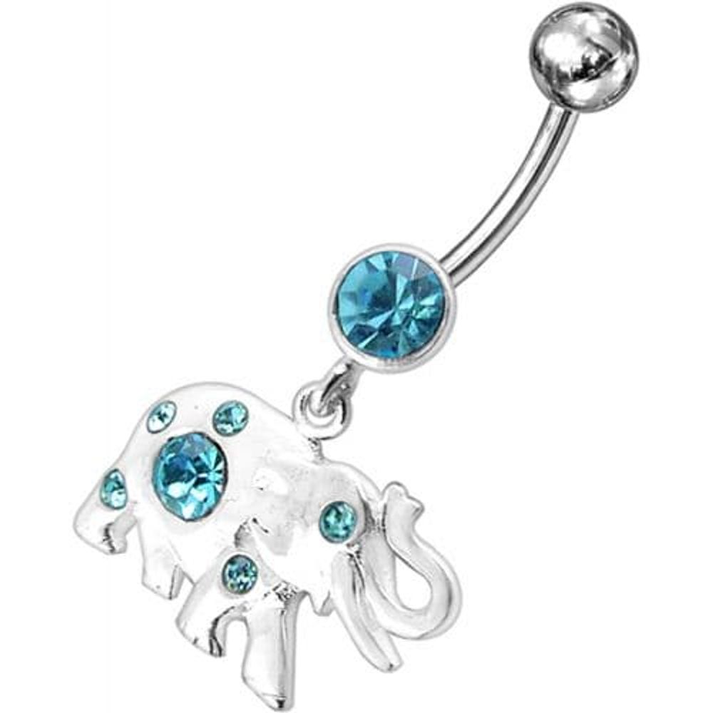 Jeweled Elephant Dangling Belly Ring