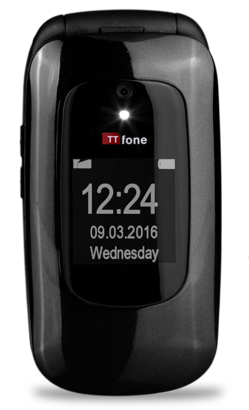 TTfone TT750 Lunar BLACK Flip Folding Dual Screen Big Button Mobile Phone