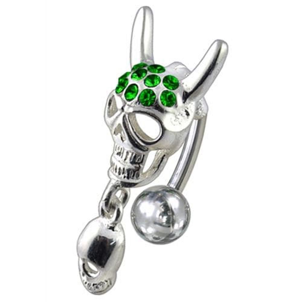 Jewelled Skull Dangling Reverse Belly Ring