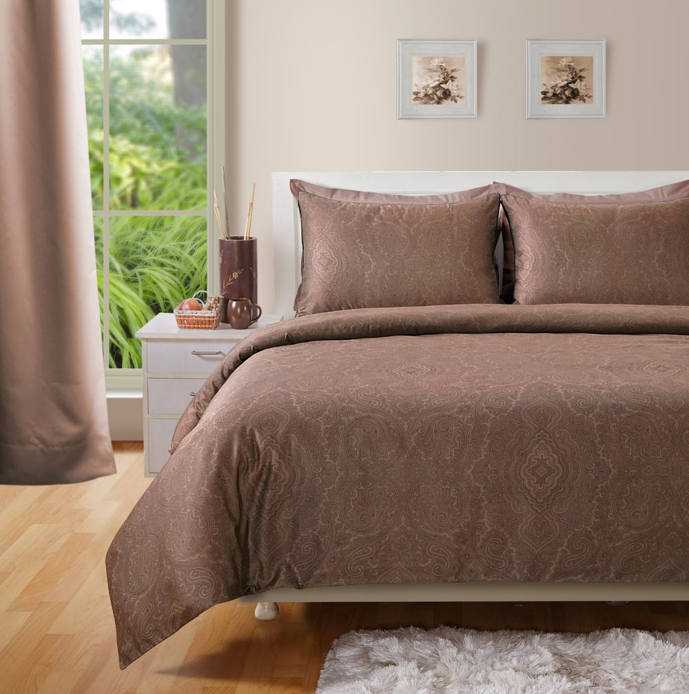 400 TC - Cotton Rich Paisley Print Duvet Cover Set Brown