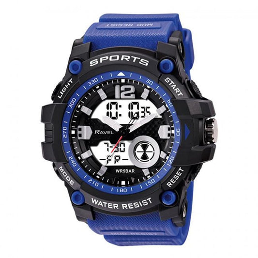 Ravel Adults Ana-Digi Dual time 5ATM Sports Cobalt Blue Watch RDT