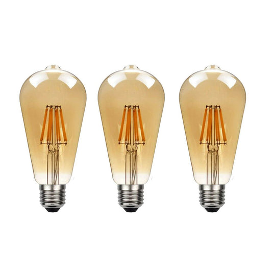 3Pack E27 LED Edison Dimmable Vintage Amber Glass Warm white 2700K Light Bulb,