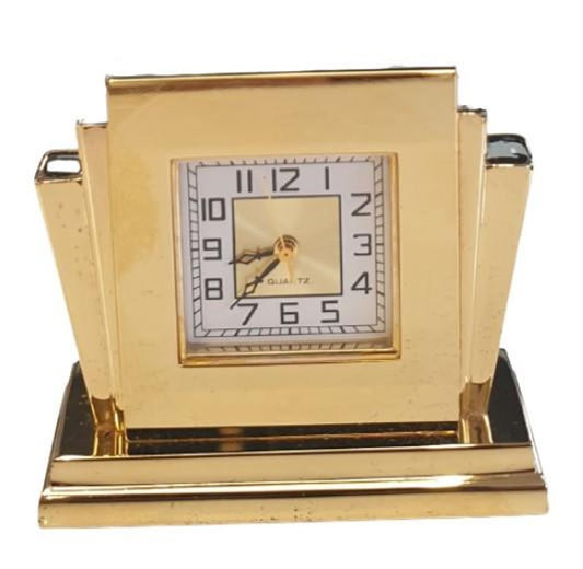 Miniature Clock Goldtone Mini Clock Solid Brass IMP30 - CLEARANCE