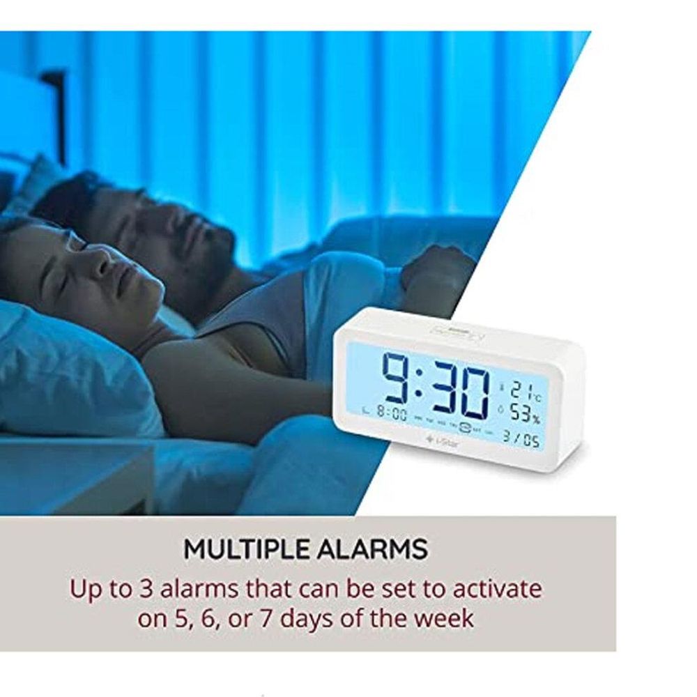 -Star Portable White Alarm Clock