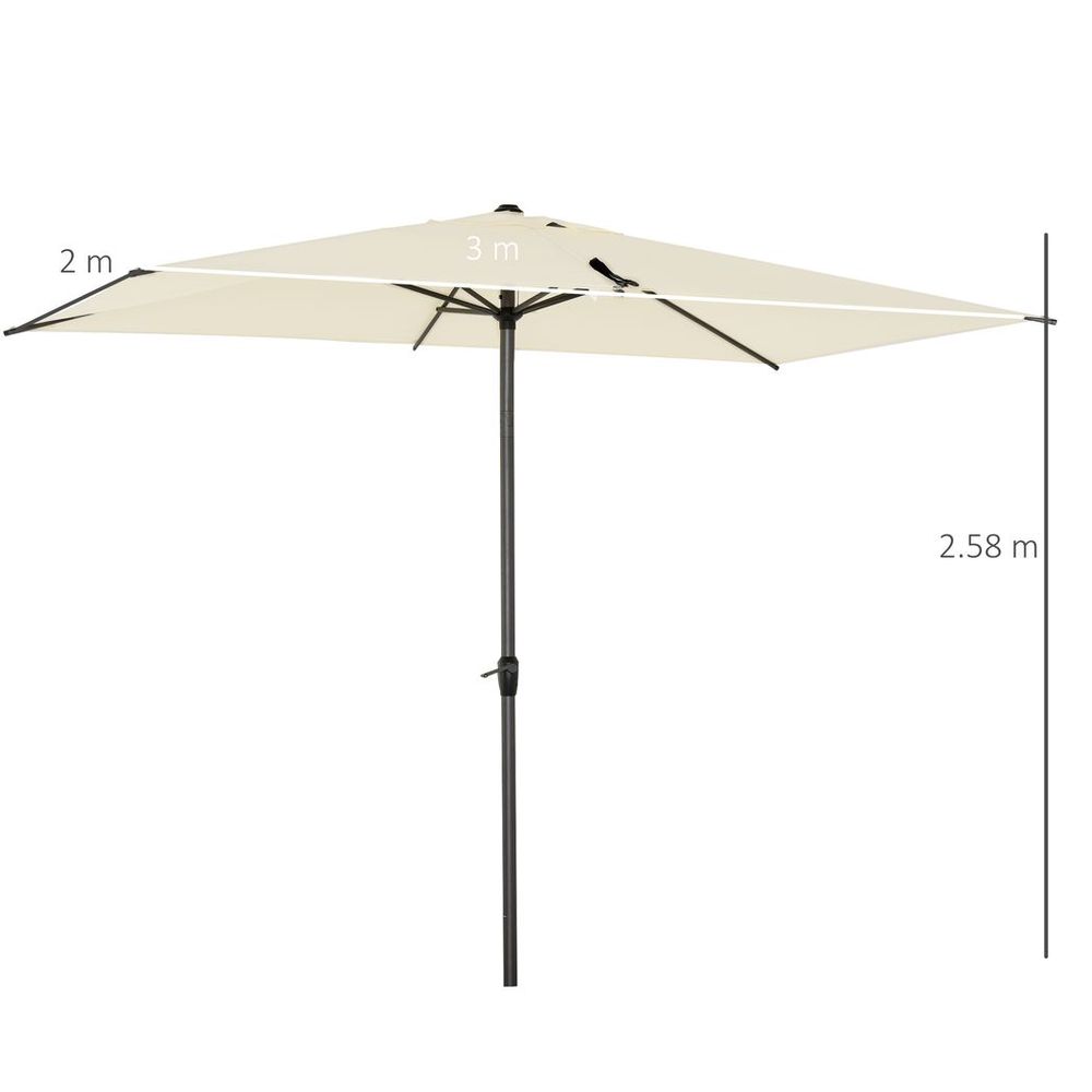 58m Aluminium Garden Parasol Sun Umbrella Angled Canopy Beige