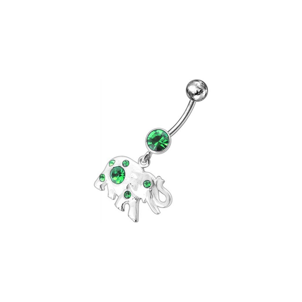 Jeweled Elephant Dangling Belly Ring