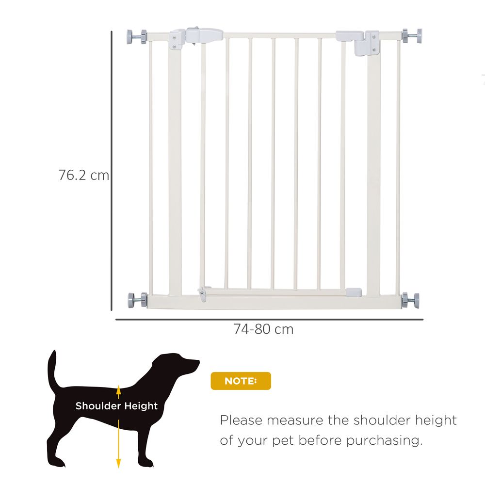 74-80cm Adjustable Metal Pet Gate Safety Barrier