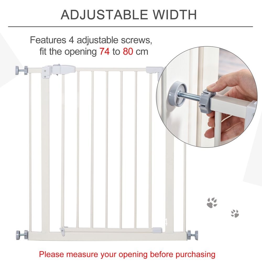 74-80cm Adjustable Metal Pet Gate Safety Barrier