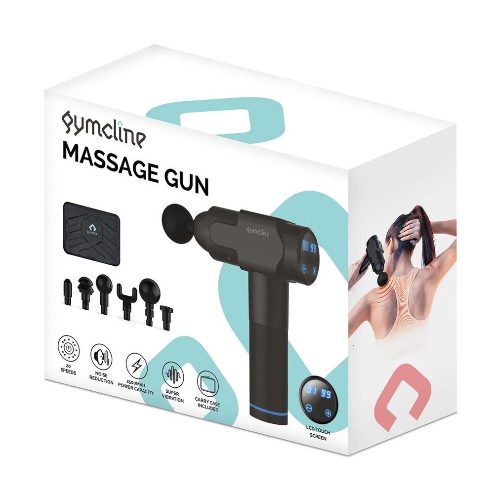 Gymcline Massage Gun w/ 2500mAh Battery, 20 Speed Modes & LCD Touch Screen, Grey