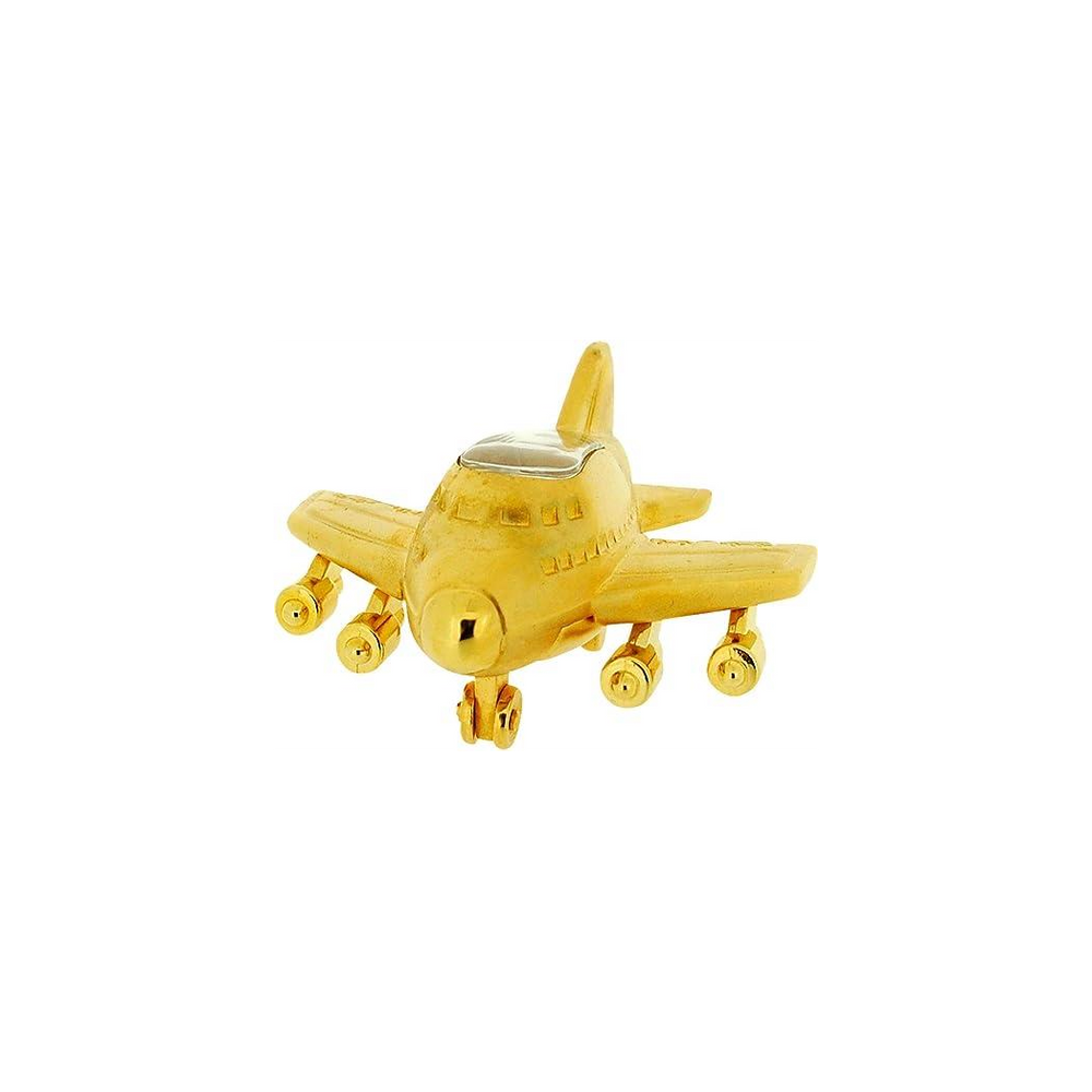 Miniature Clock Gold Aeroplane Solid Brass IMP1015G - CLEARANCE