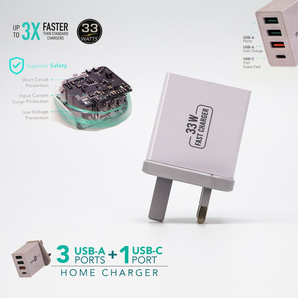 4 Multi-Port Fast PD Quick Charge QC 3