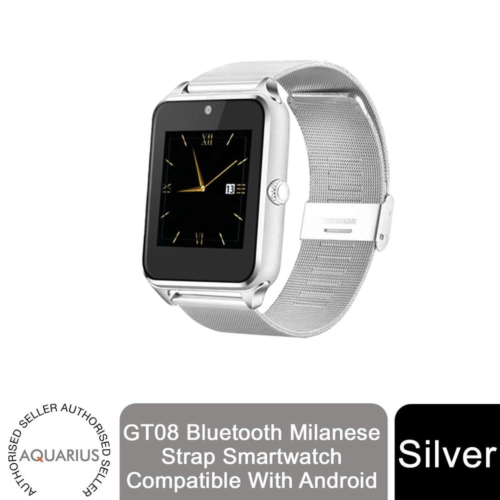 Aquarius GT08 Bluetooth Milanese Strap Smartwatch Compatible With Android