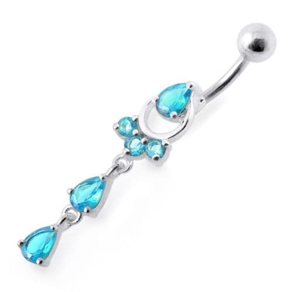 Fancy Jeweled Pear Shape Dangling Belly Ring