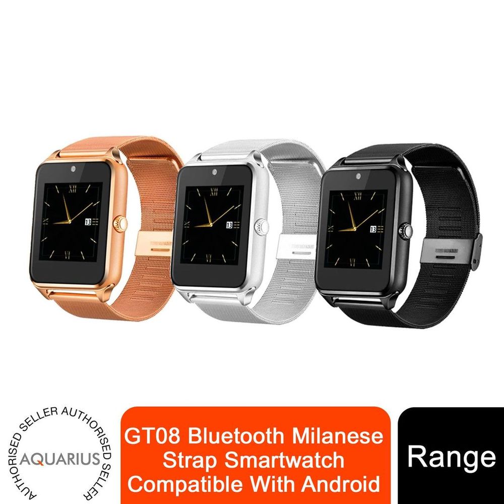 Aquarius GT08 Bluetooth Milanese Strap Smartwatch Compatible With Android