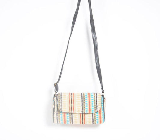 Boho Woven Cylindrical Sling Bag