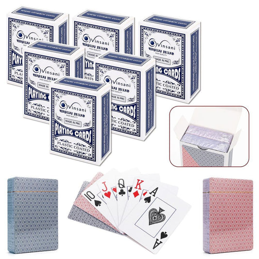 Traditional Check Poker Casino Plastic Coated Playing Cards Decks (2 / 4 / 6 / 12)