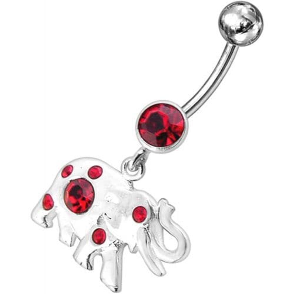 Jeweled Elephant Dangling Belly Ring