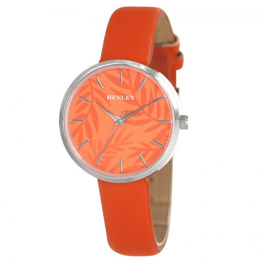 Henleys Ladies  Palm Motif Watch - Orange H06170.8