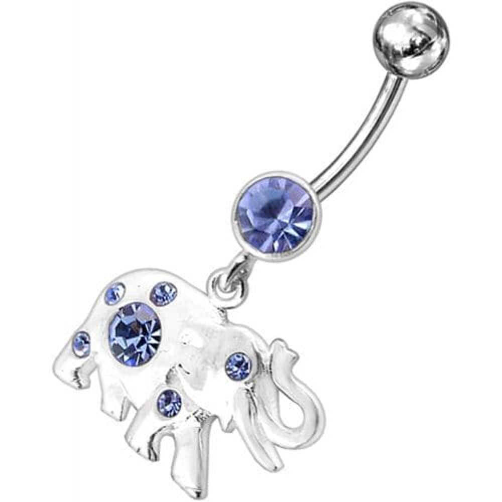 Jeweled Elephant Dangling Belly Ring