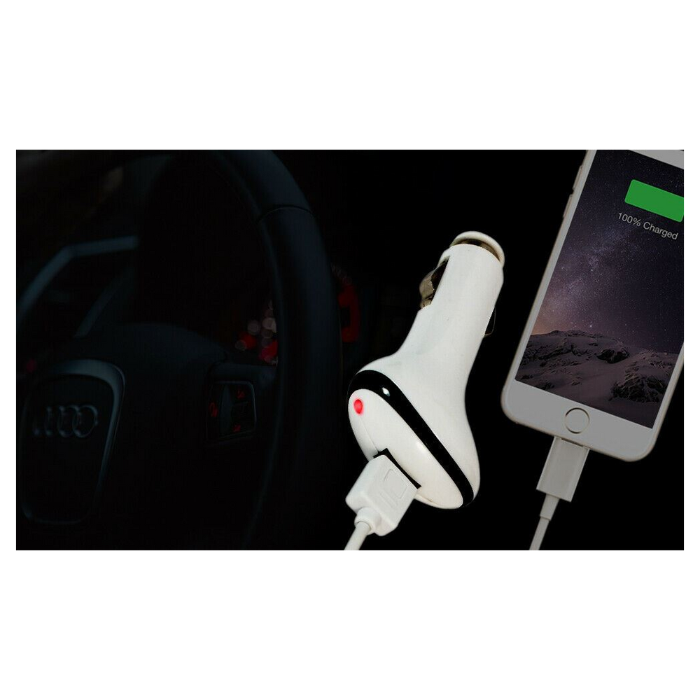 FX Powerbud 1000mah Car Charger for iPhone, White