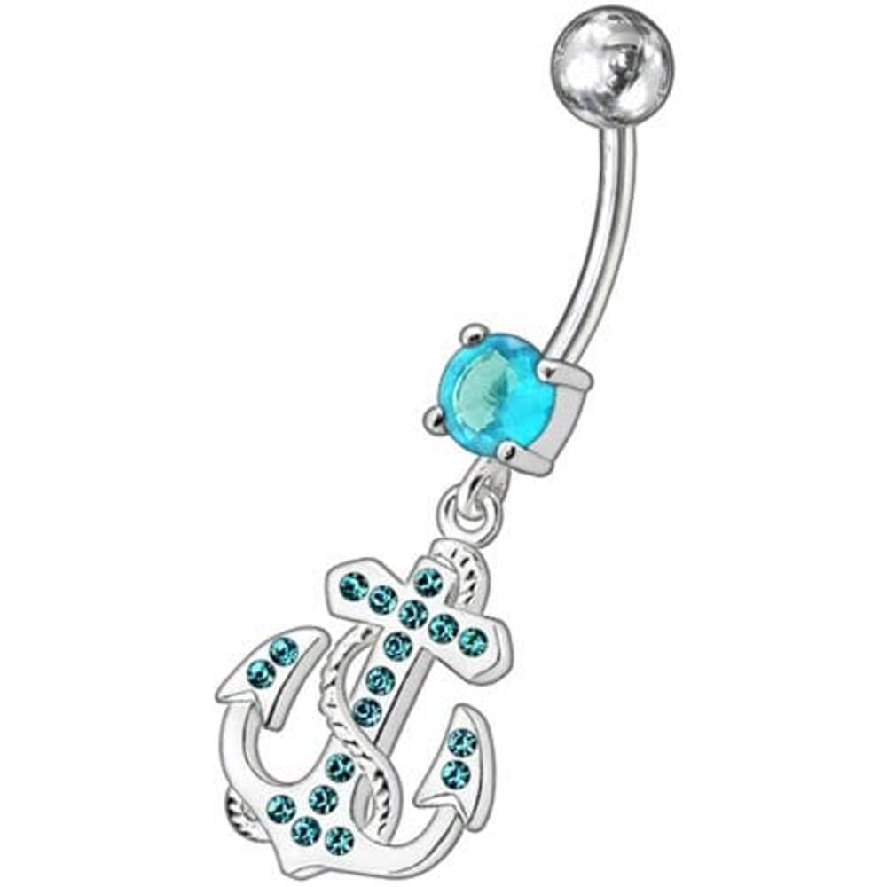 Cross Dangling Curved Belly Ring