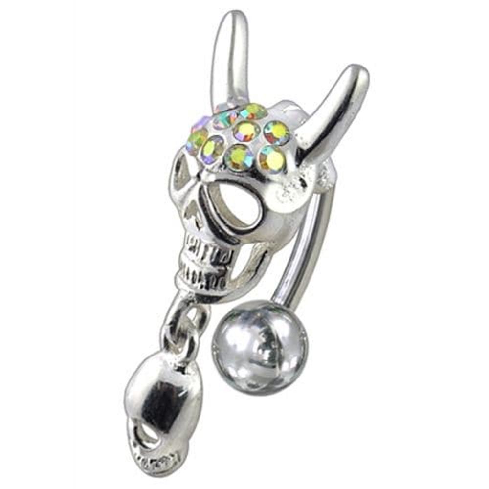 Jewelled Skull Dangling Reverse Belly Ring